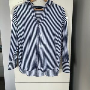 Navy Blue and White Button Down Shirt